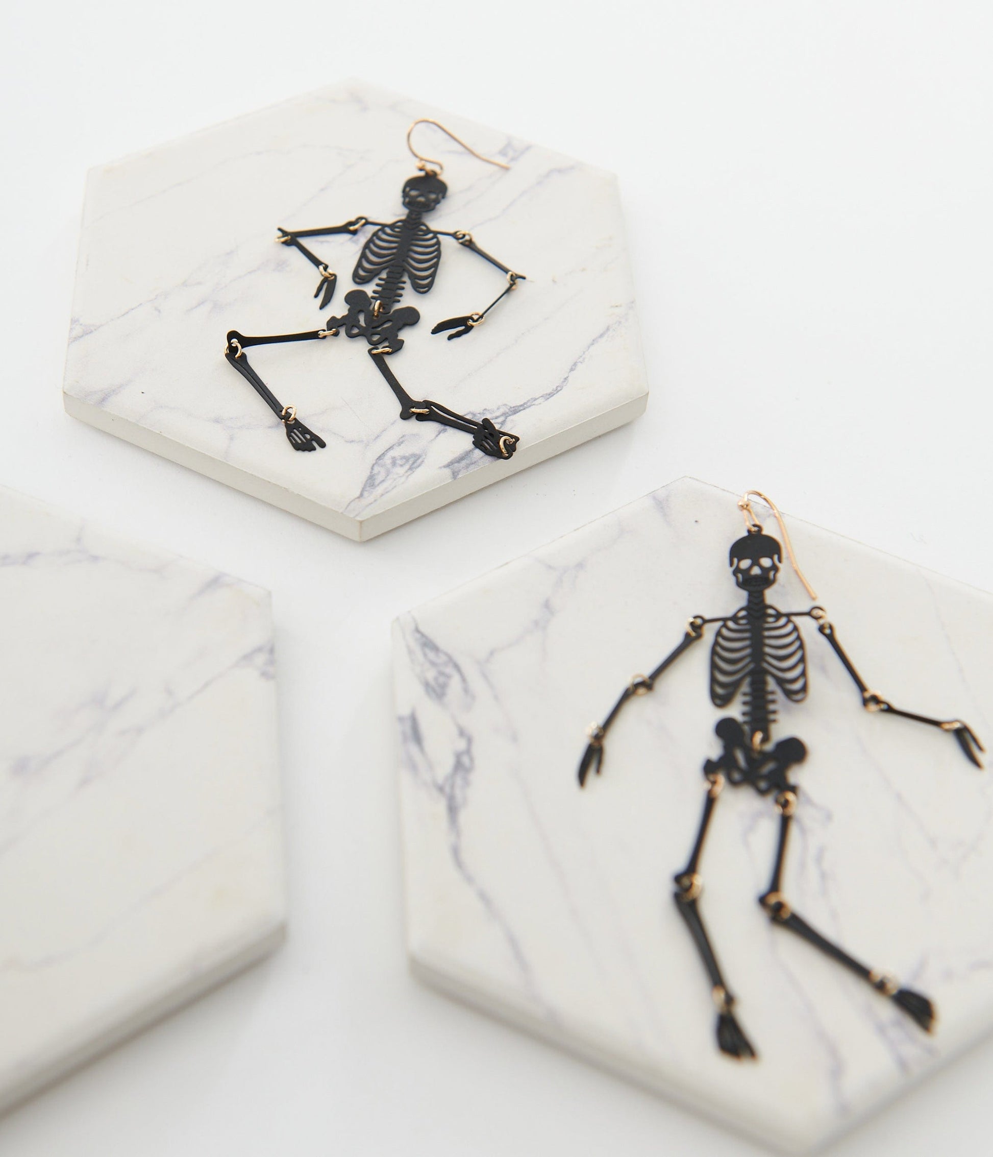 Black Dancing Skeleton Earrings