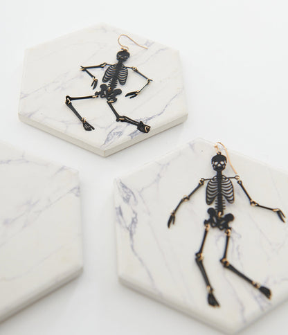 Black Dancing Skeleton Earrings