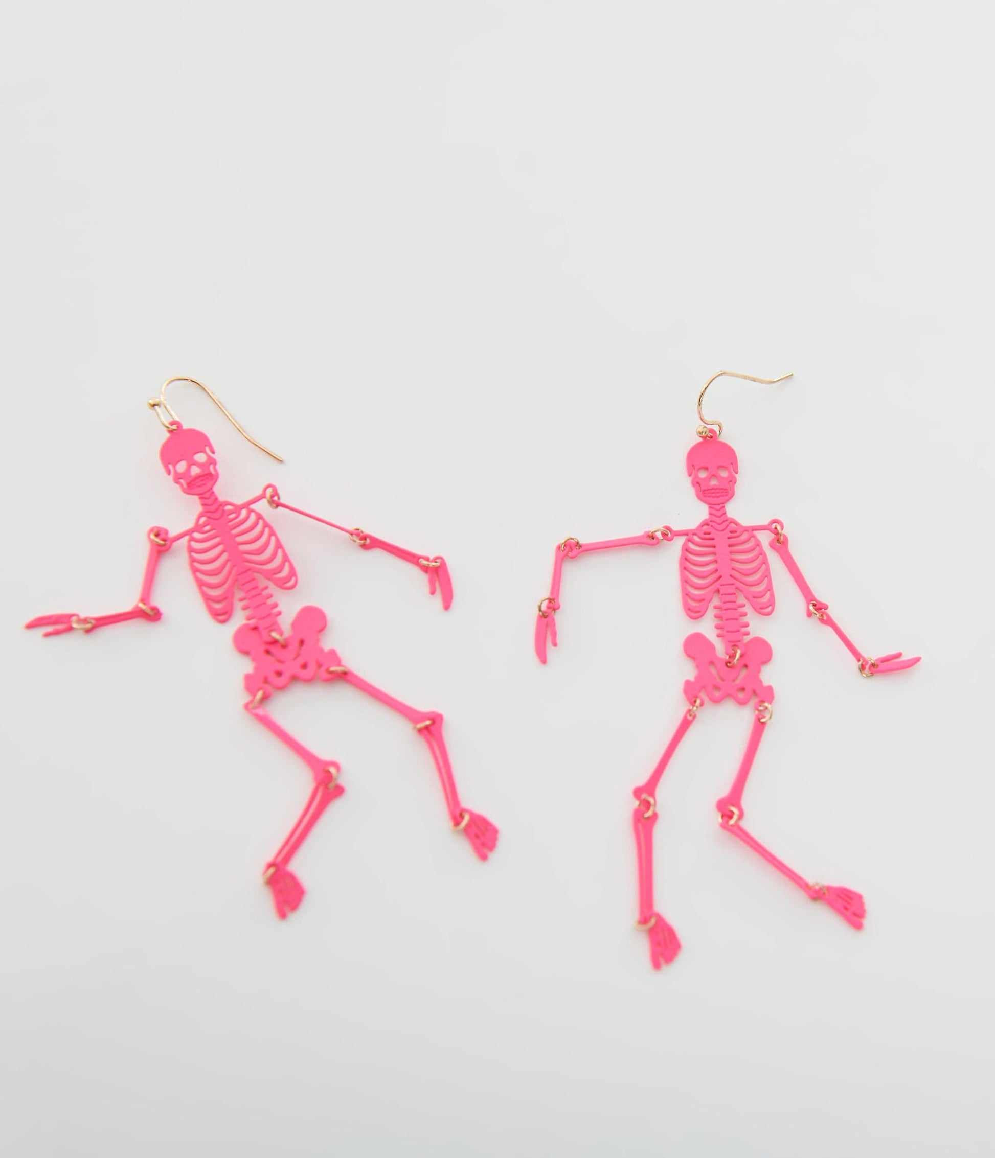 Hot Pink Dancing Skeleton Earrings