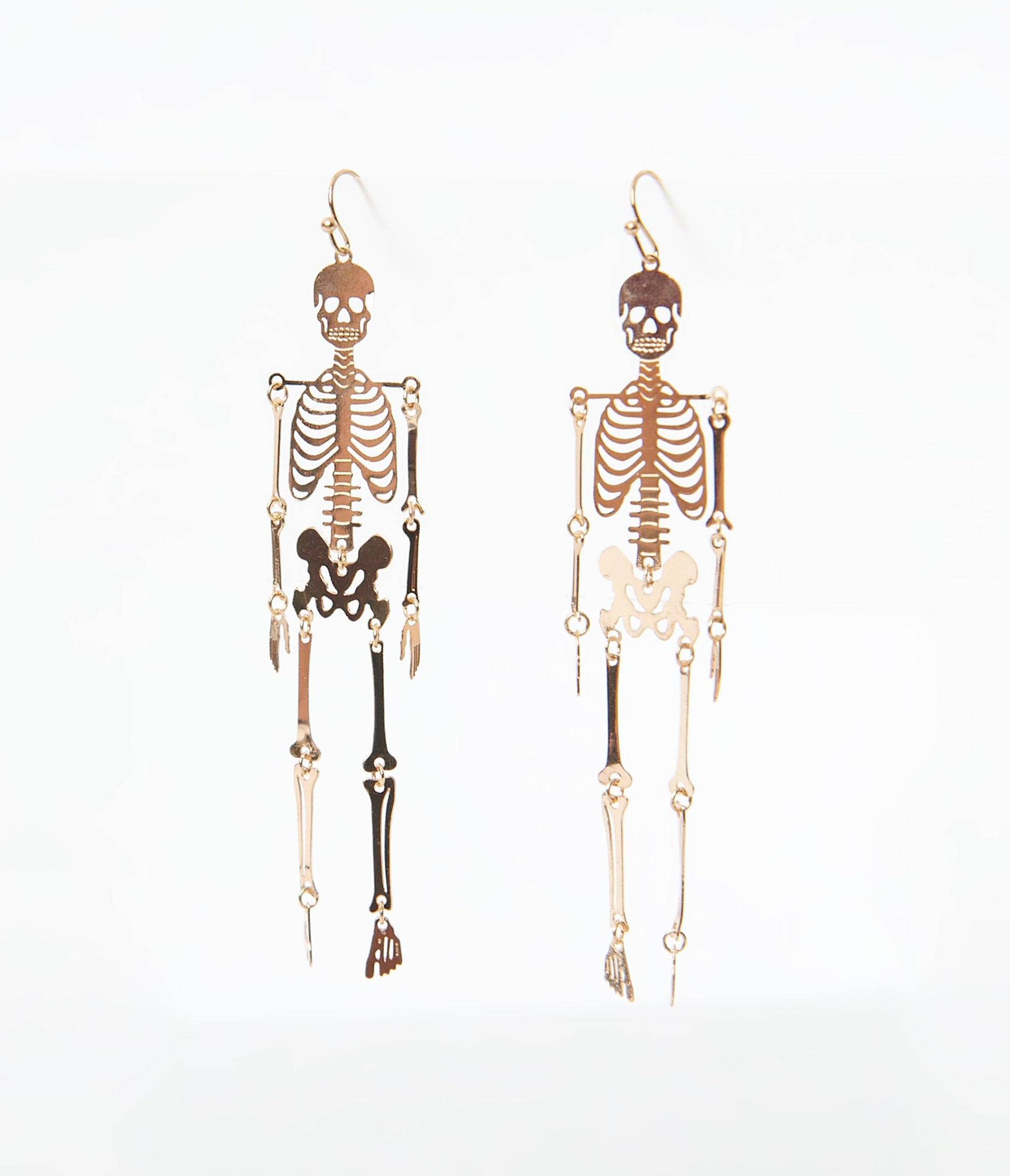 Gold Dancing Skeleton Earrings