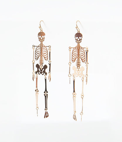 Gold Dancing Skeleton Earrings