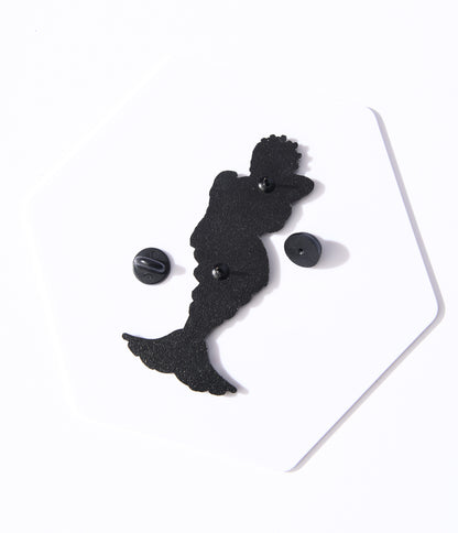 Retro Skeleton Mermaid Pinup Babe Enamel Pin