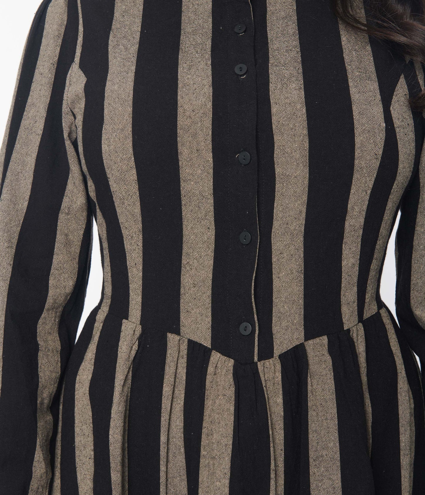 Black & Grey Striped Midi Dress