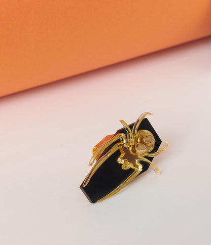Golden Spider Coffin Ring