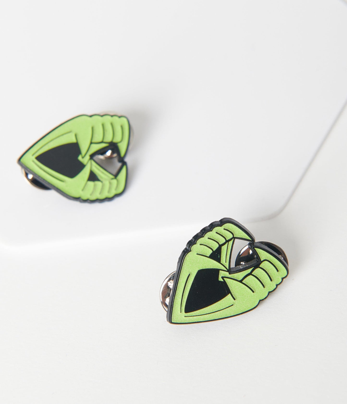 Glow-in-the-Dark Vampire Teeth Enamel Collar Pin Set