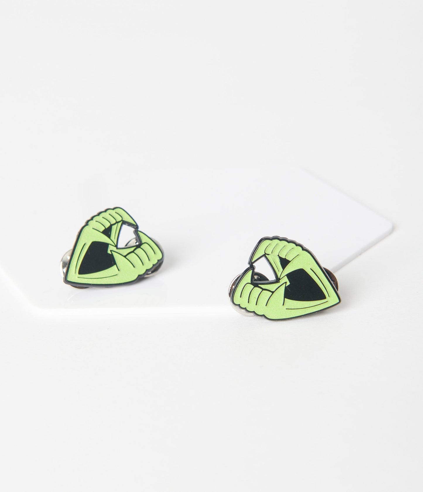 Glow-in-the-Dark Vampire Teeth Enamel Collar Pin Set