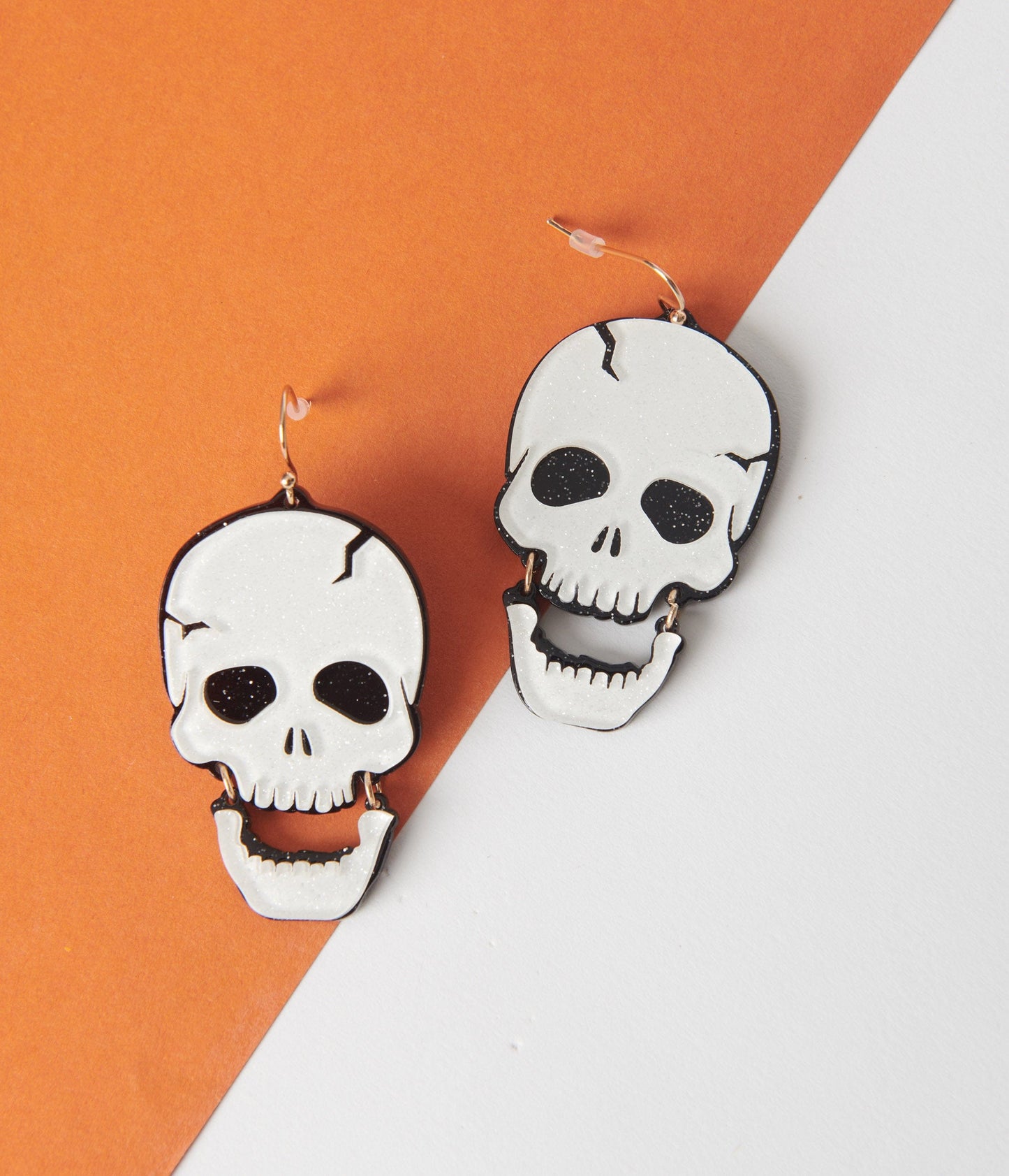 White Skull Drop Earrings