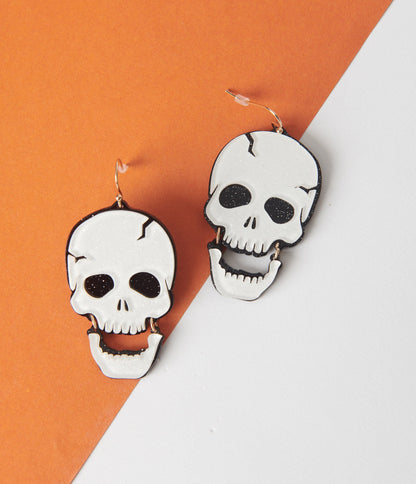 White Skull Drop Earrings