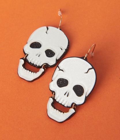 White Skull Drop Earrings