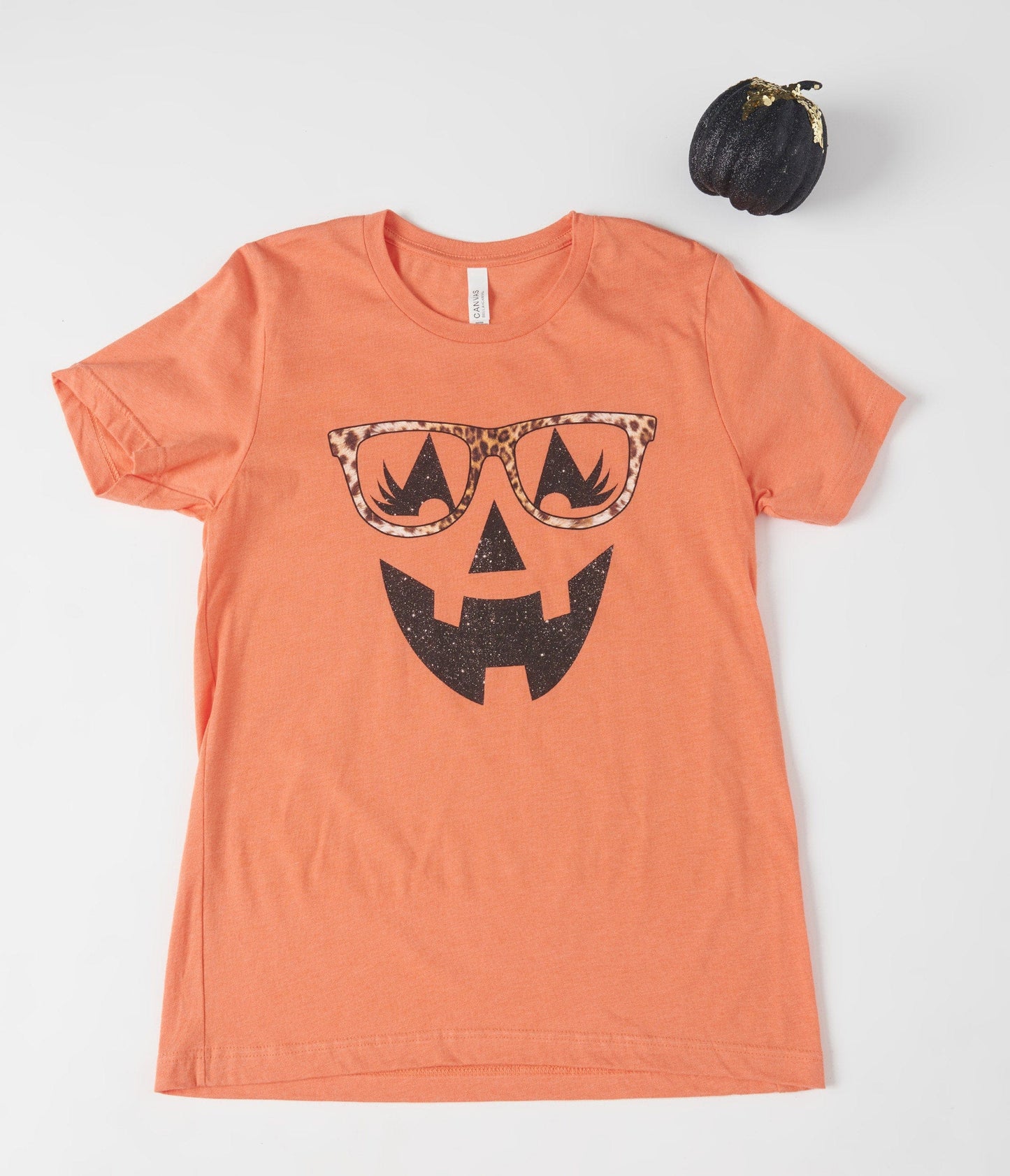 Leopard Glasses Jack O Lantern Fitted Tee