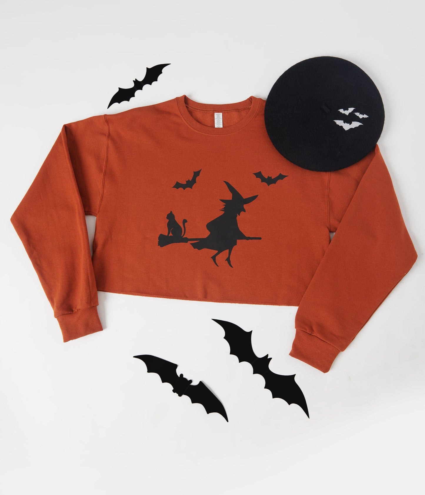 Rust Orange Witching Hour Cropped Sweatshirt