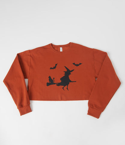 Rust Orange Witching Hour Cropped Sweatshirt
