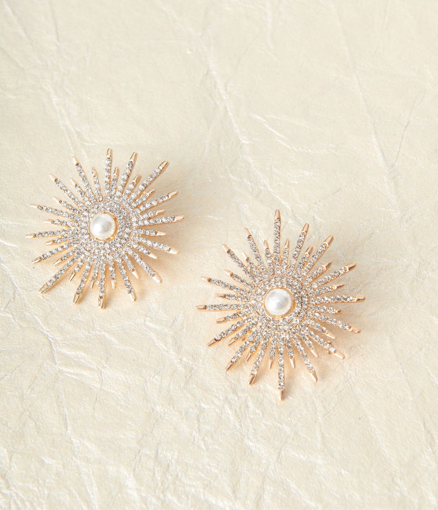 Pearl & Rhinestone Sunburst Earrings