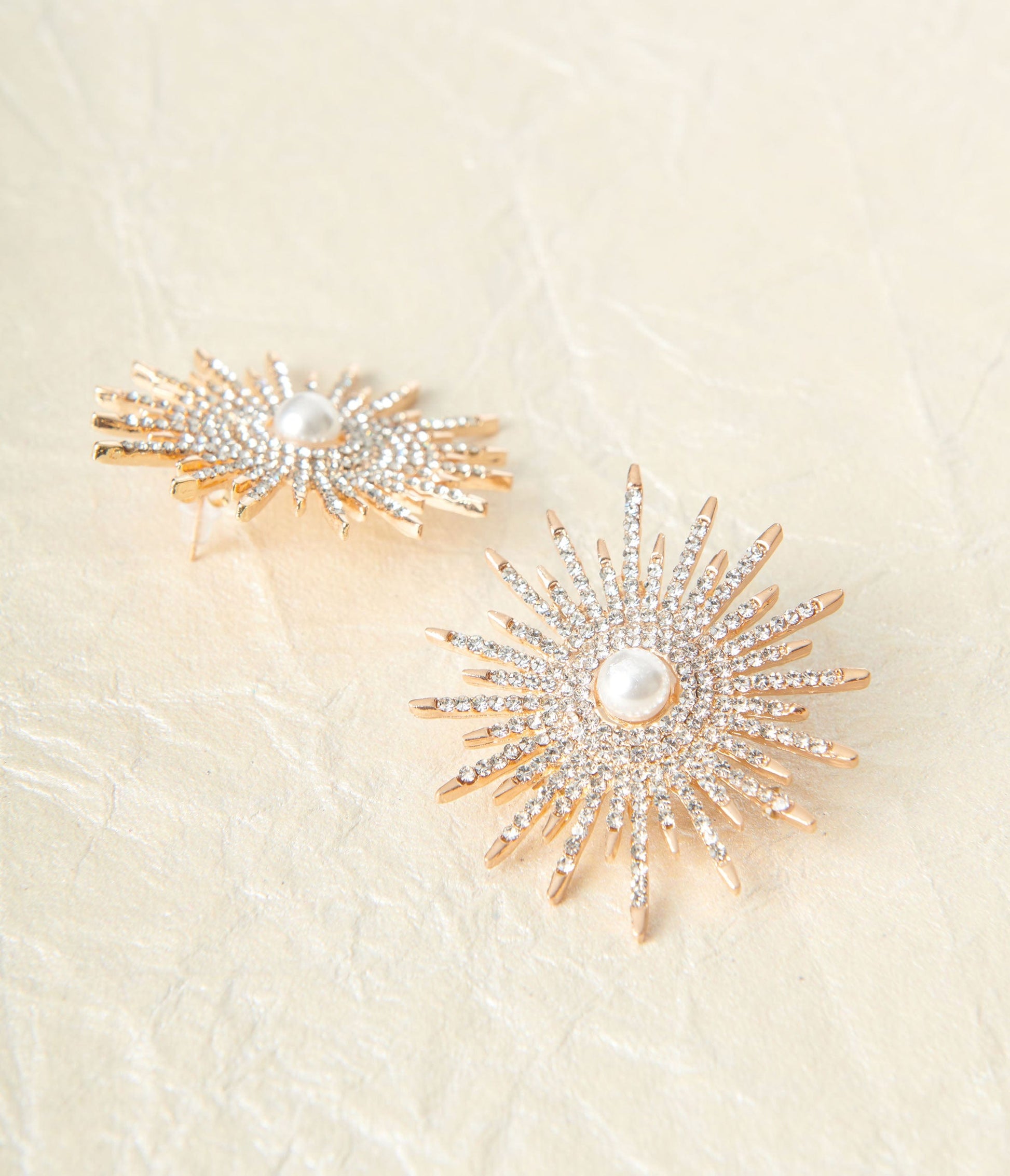 Pearl & Rhinestone Sunburst Earrings