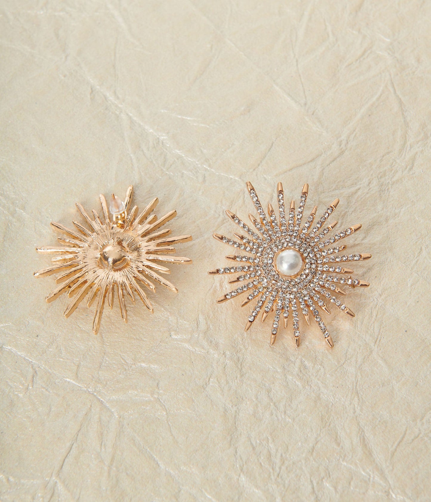 Pearl & Rhinestone Sunburst Earrings