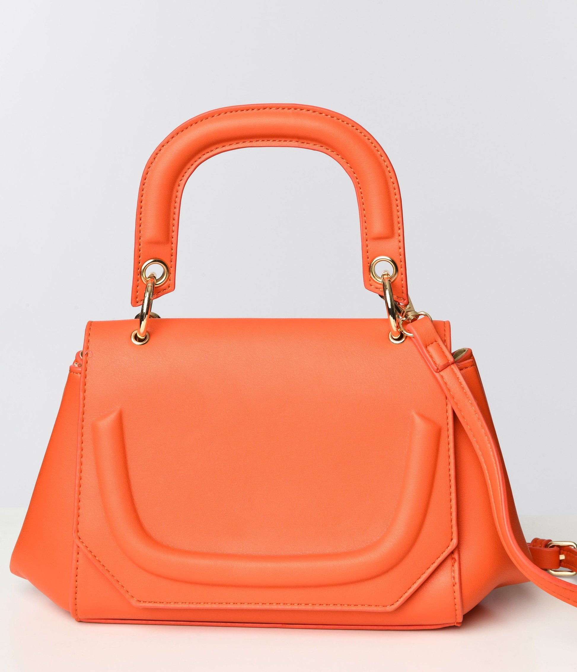 Orange Textured Leatherette Handbag