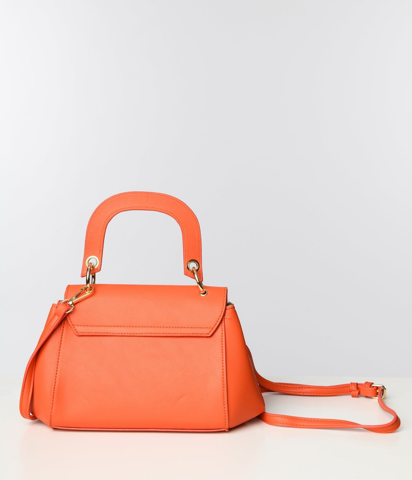 Orange Textured Leatherette Handbag