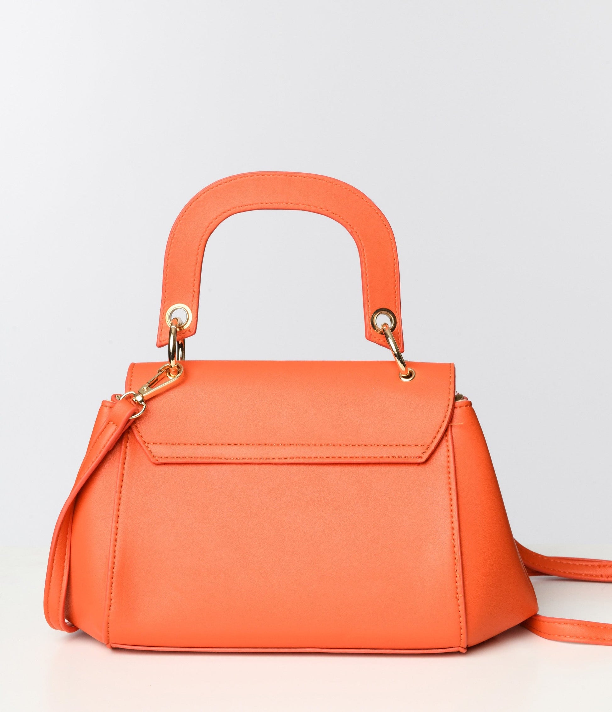 Orange Textured Leatherette Handbag