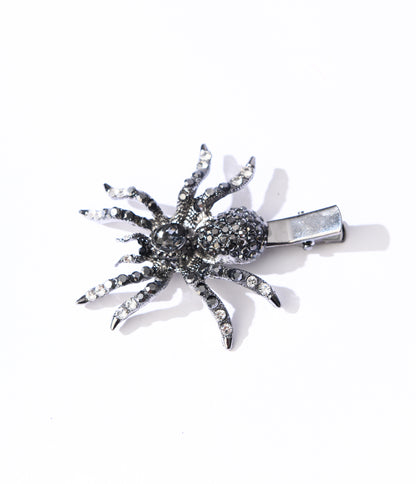 Black Rhinestone Spider Hair Clip