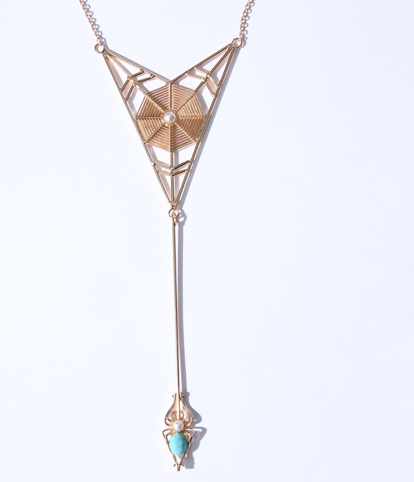 Gold Spider Web Statement Necklace