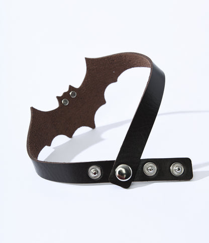 Black Leatherette Bat Choker