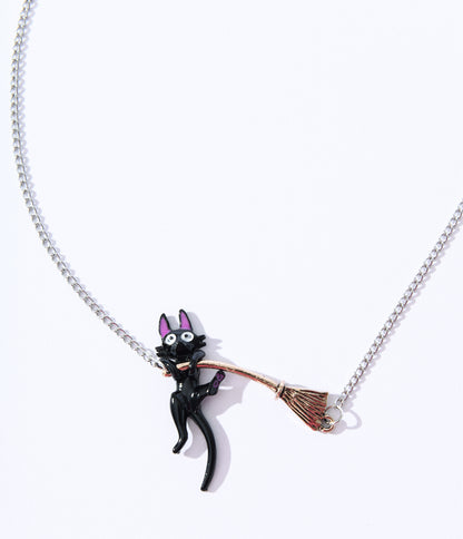 Black Cat & Broom Necklace