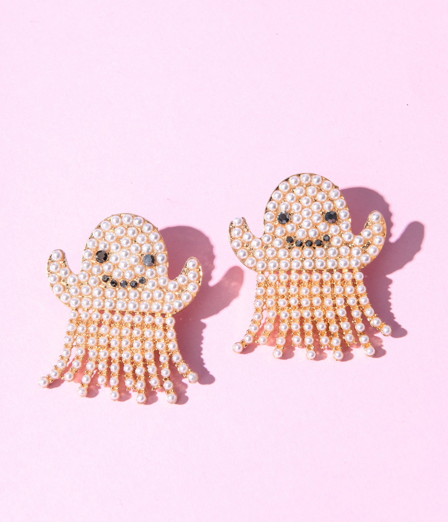 Gold & Pearl Ghost Earrings