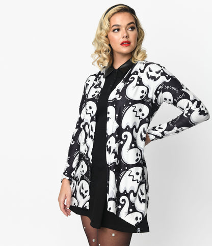 Black & White Ghost Knit Cardigan