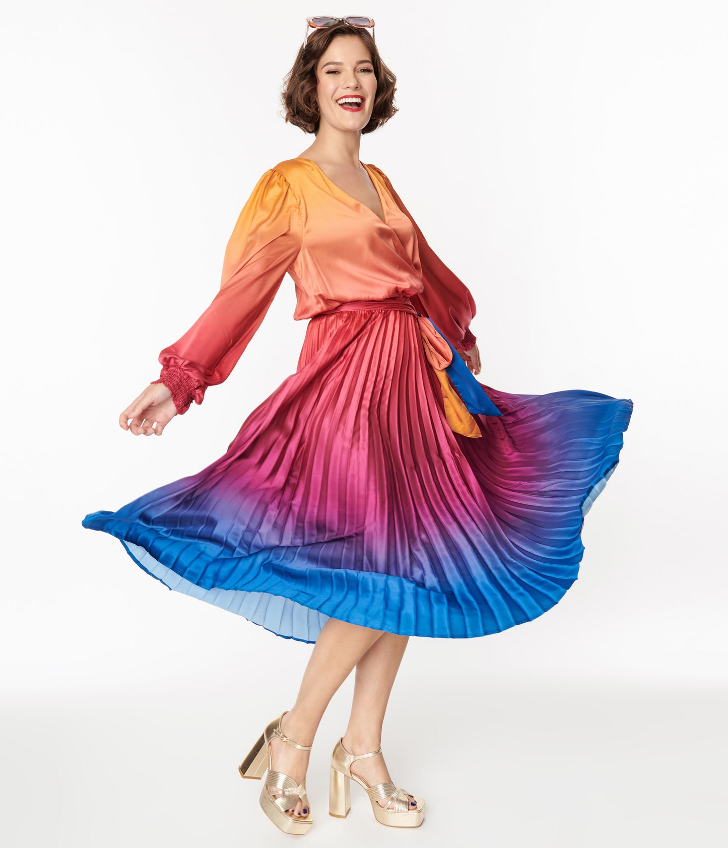 Rainbow Gradient Ombre Midi Dress