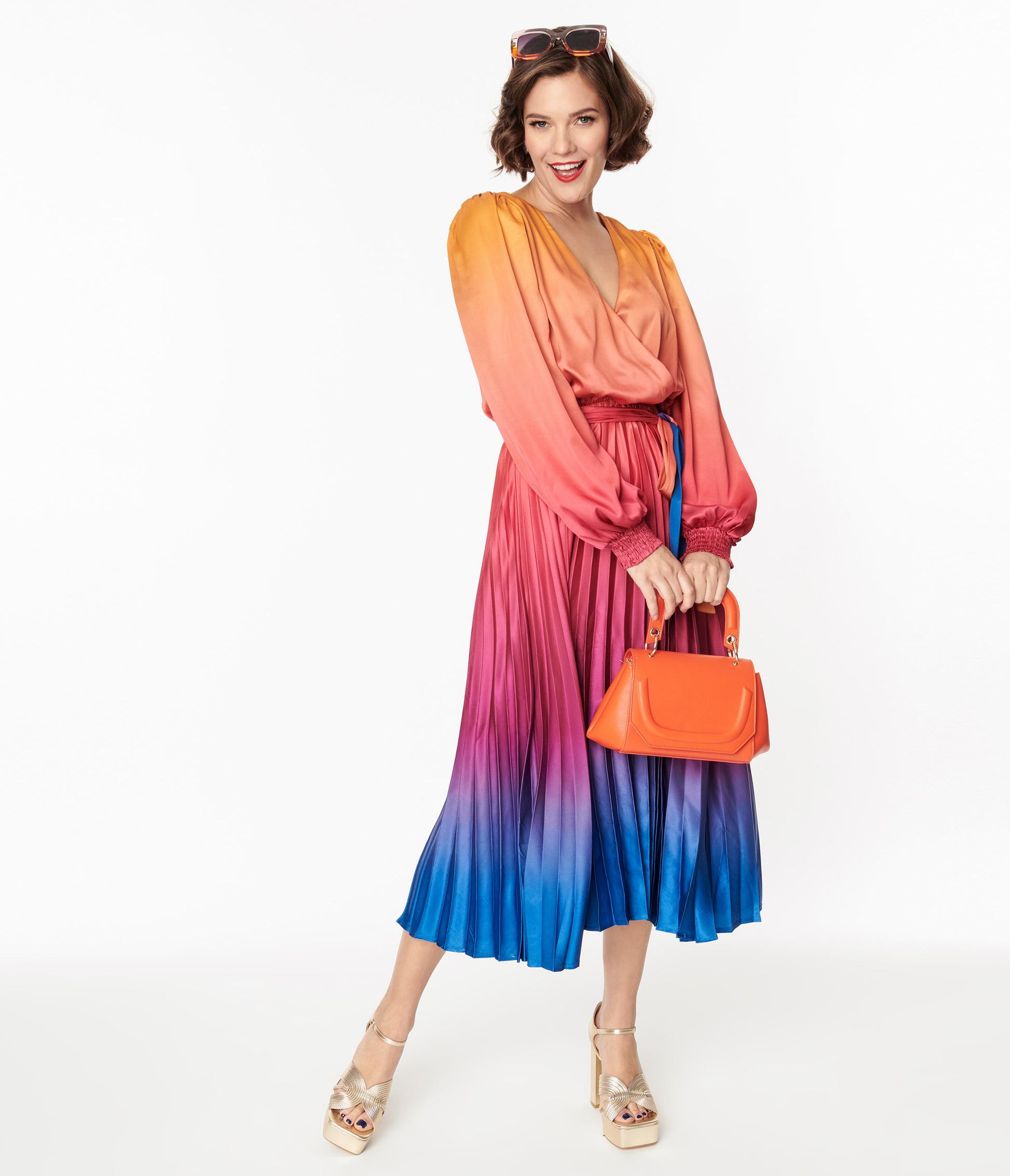 Rainbow Gradient Ombre Midi Dress