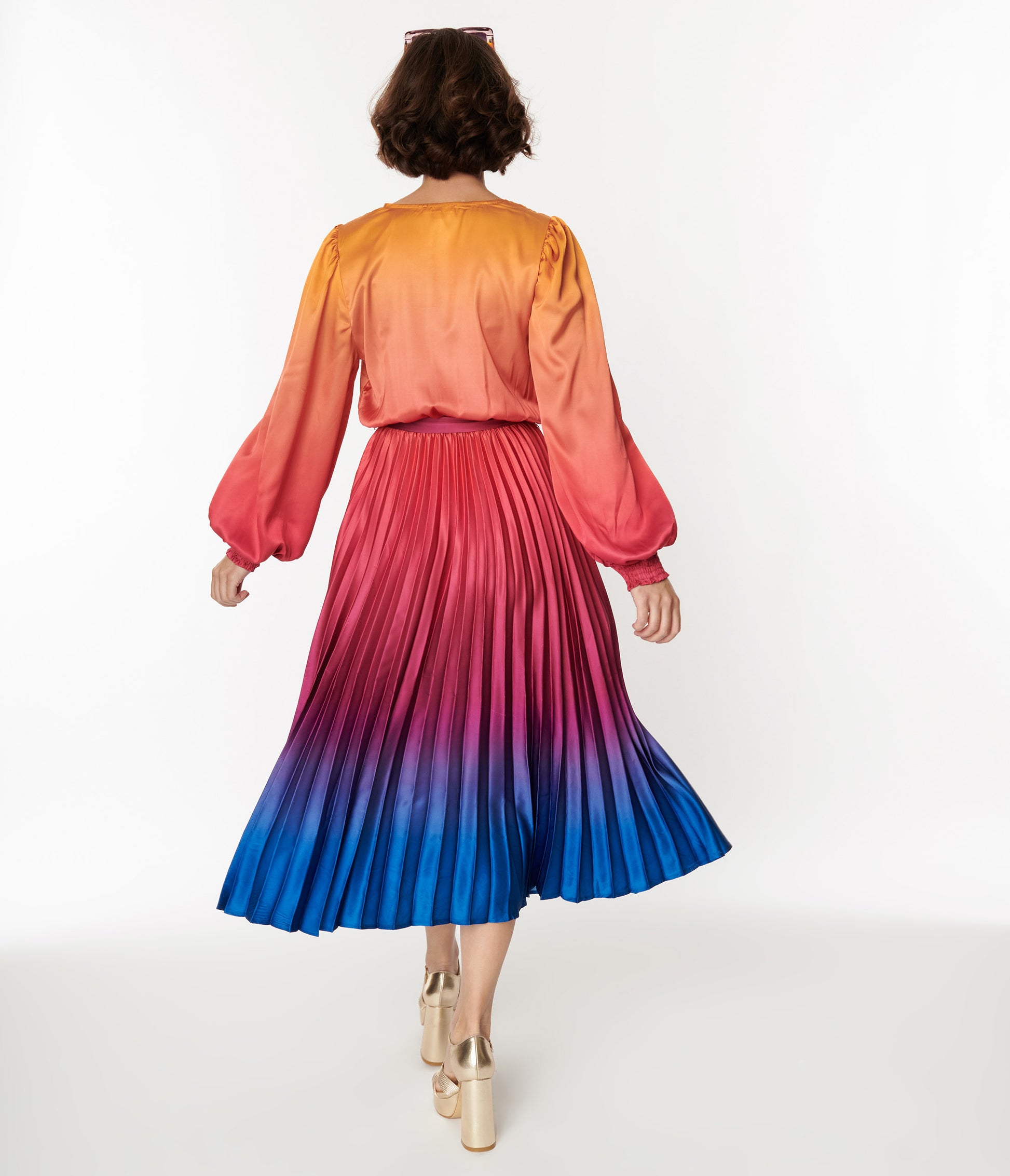 Rainbow Gradient Ombre Midi Dress