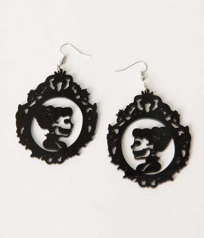 Black La Catrina Silhouette Earrings