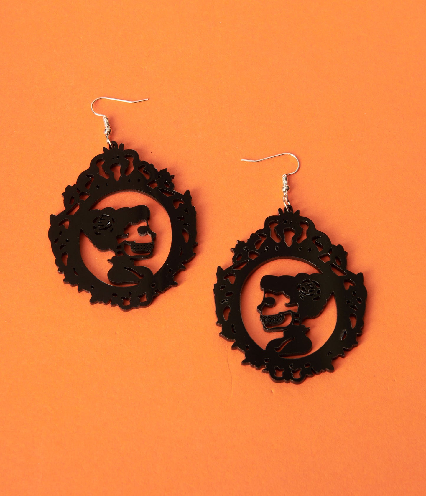 Black La Catrina Silhouette Earrings
