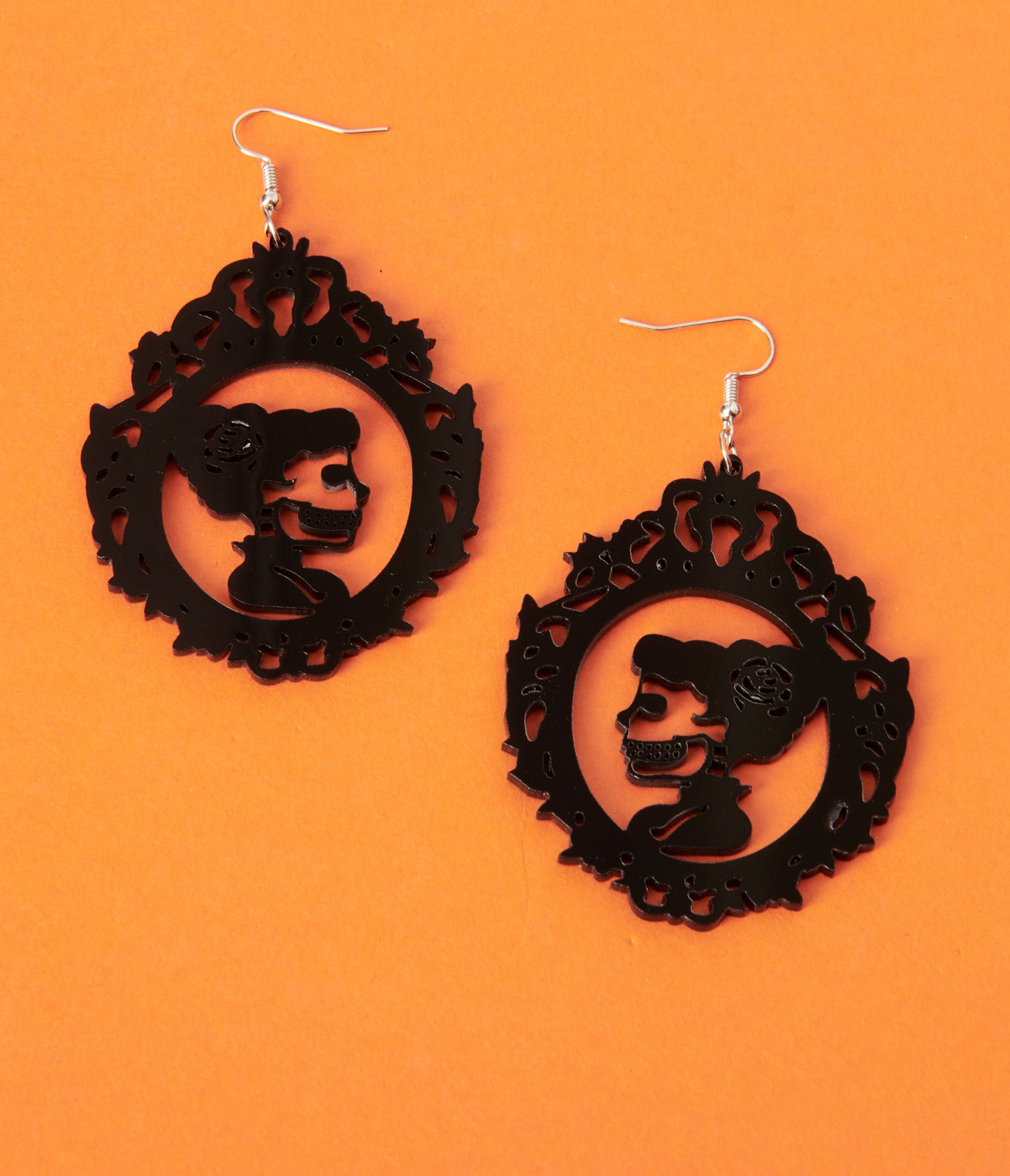Black La Catrina Silhouette Earrings