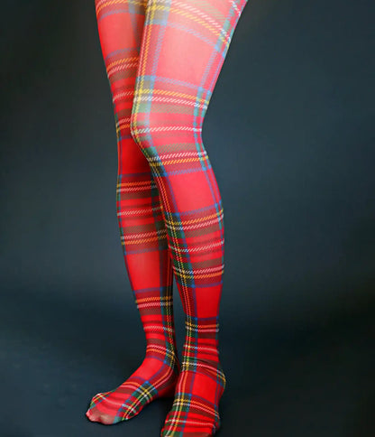 Red Tartan Plaid Tights