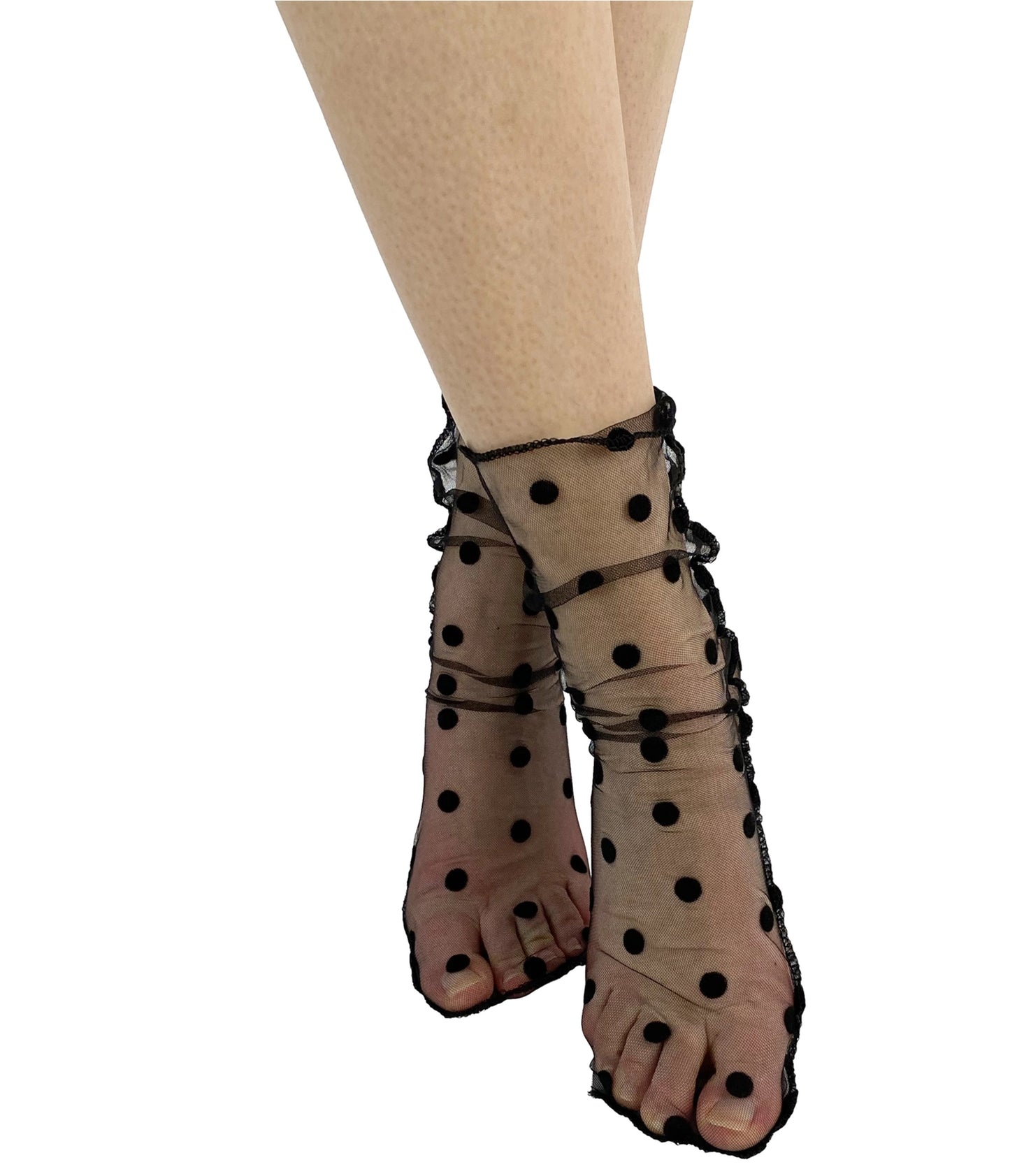 Black Polka Dot Tulle Ankle Socks