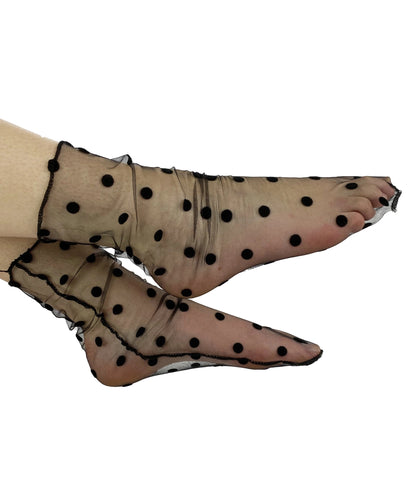 Black Polka Dot Tulle Ankle Socks