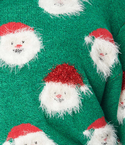 Green Fuzzy Santa Claus Sweater