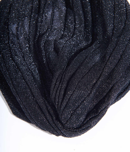 Vintage Style Black Metallic Lurex Knotted Turban