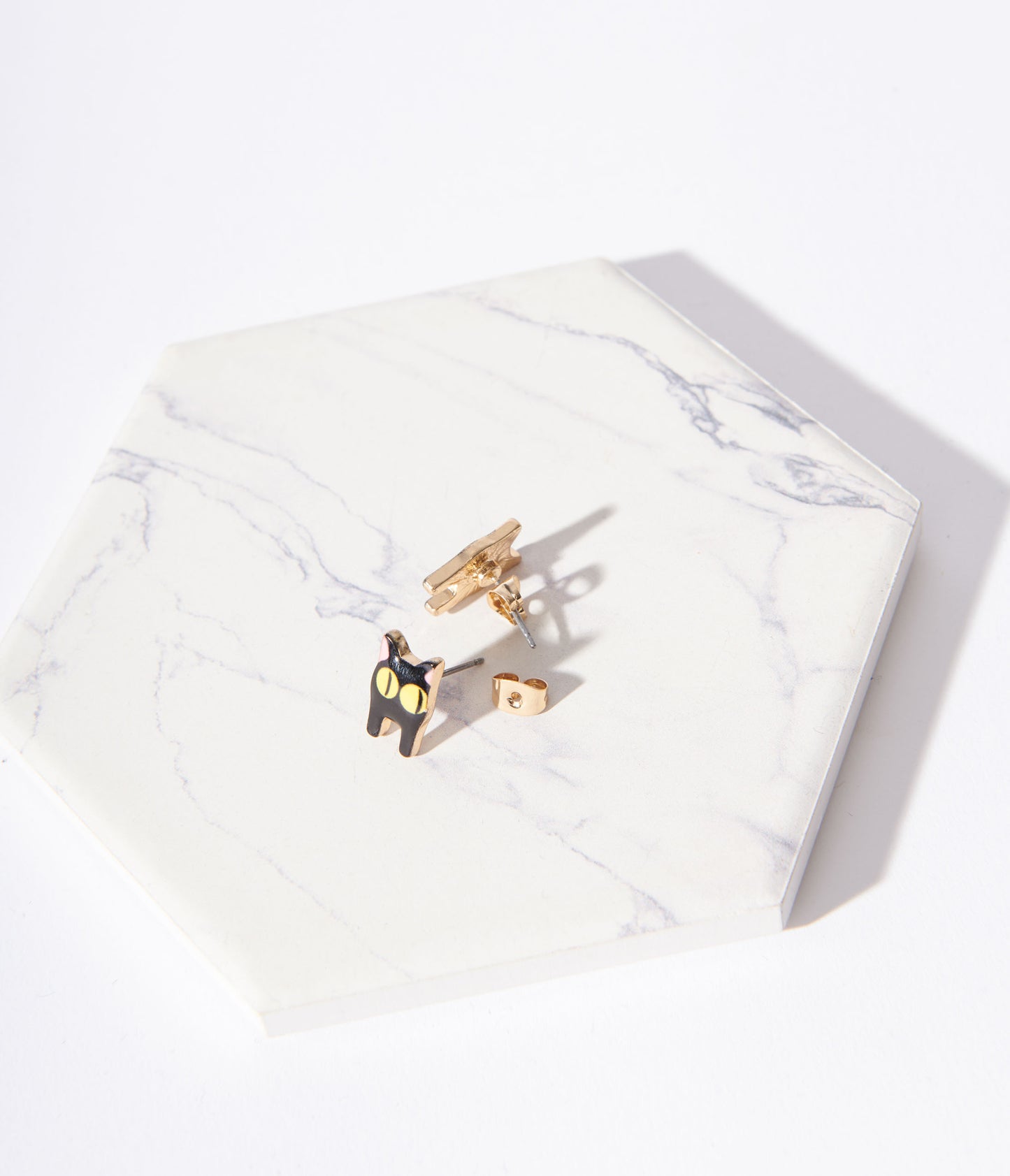 Sly Black Cat Stud Earrings