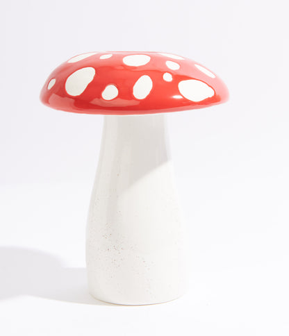 Red Mushroom Ceramic Vase