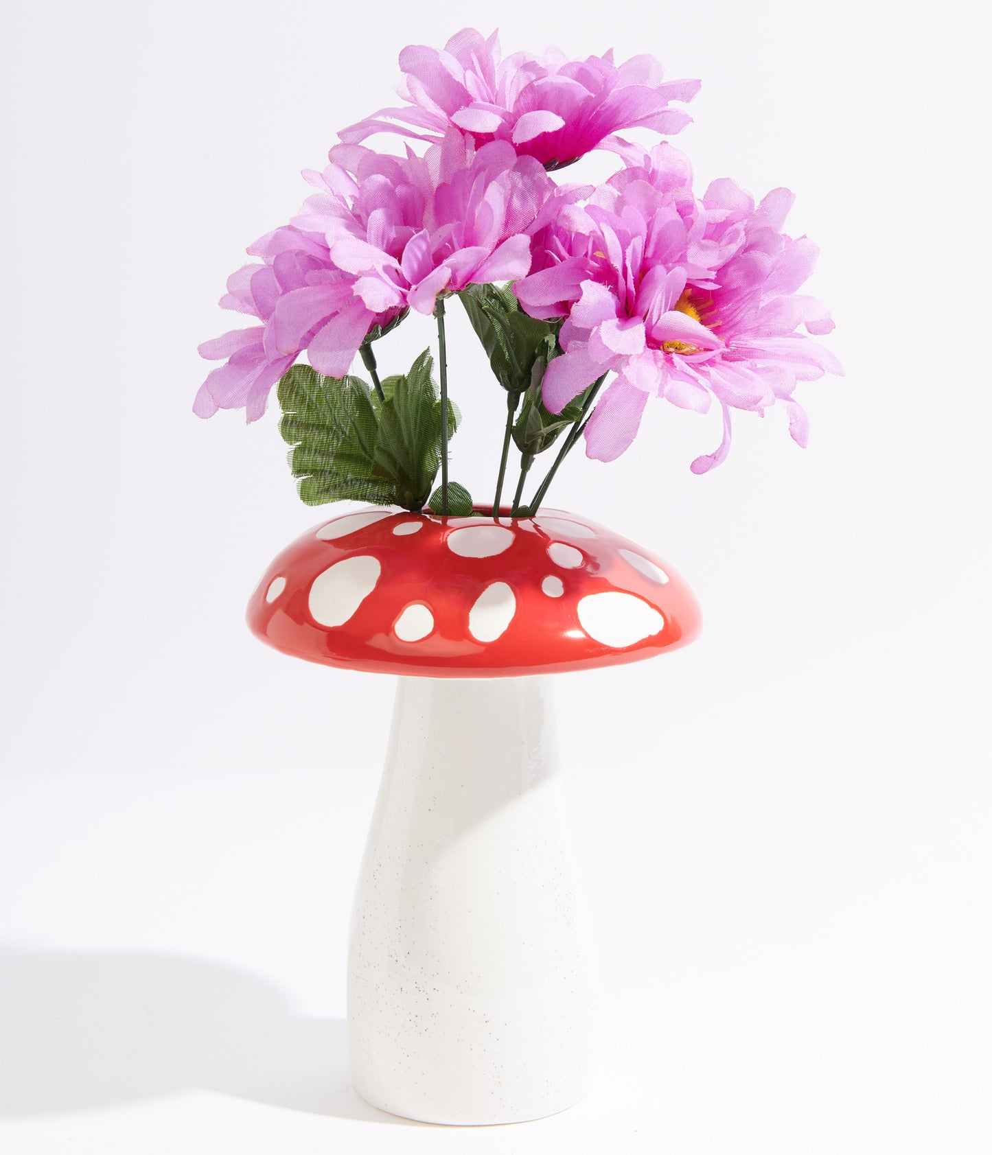 Red Mushroom Ceramic Vase