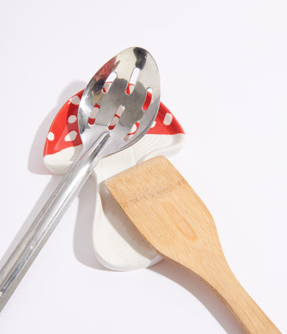 Red Mushroom Ceramic Spoon Rest