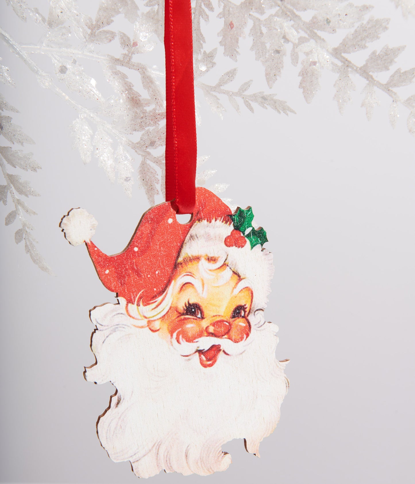 Vintage Santa Wooden Ornament