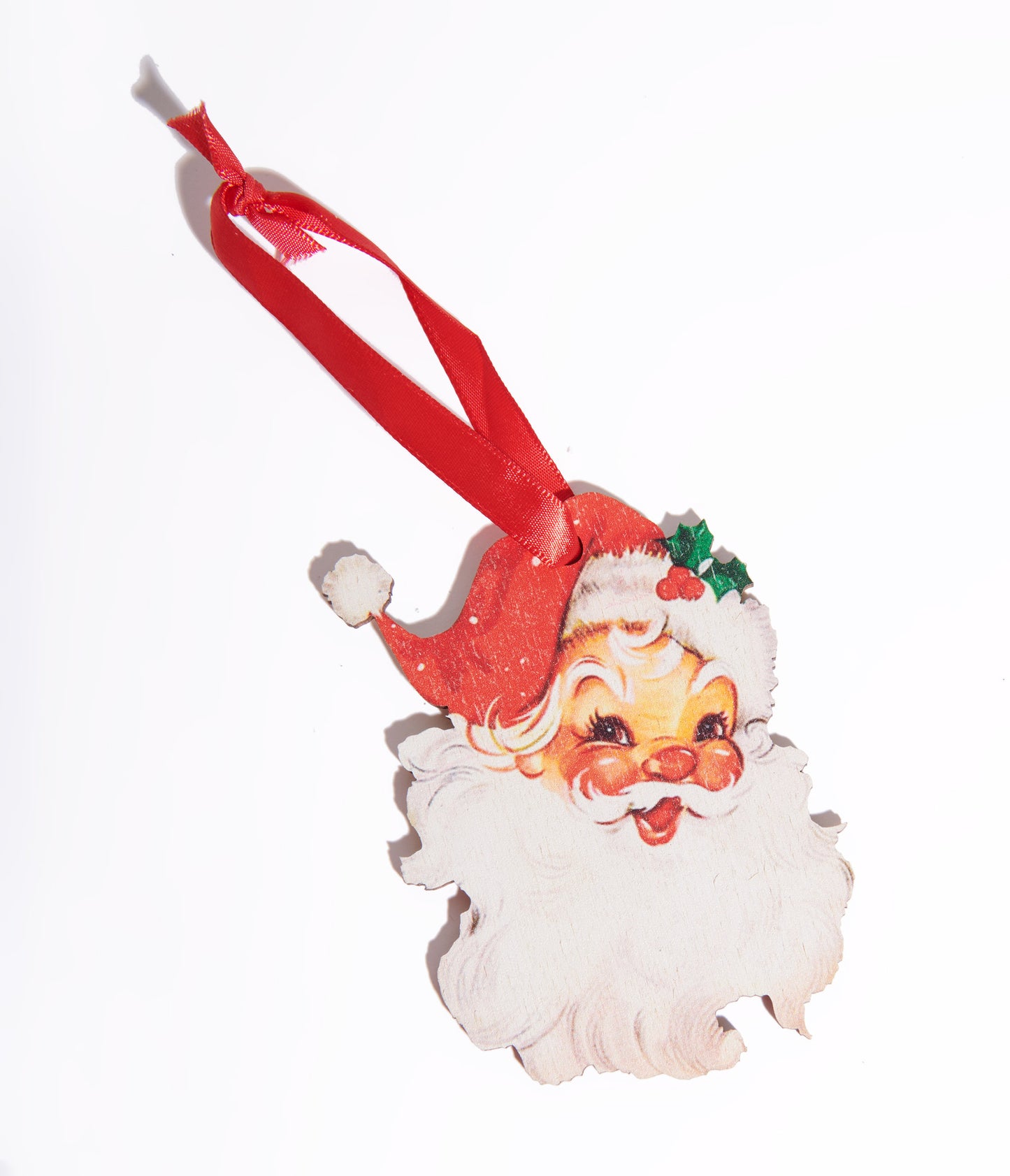 Vintage Santa Wooden Ornament