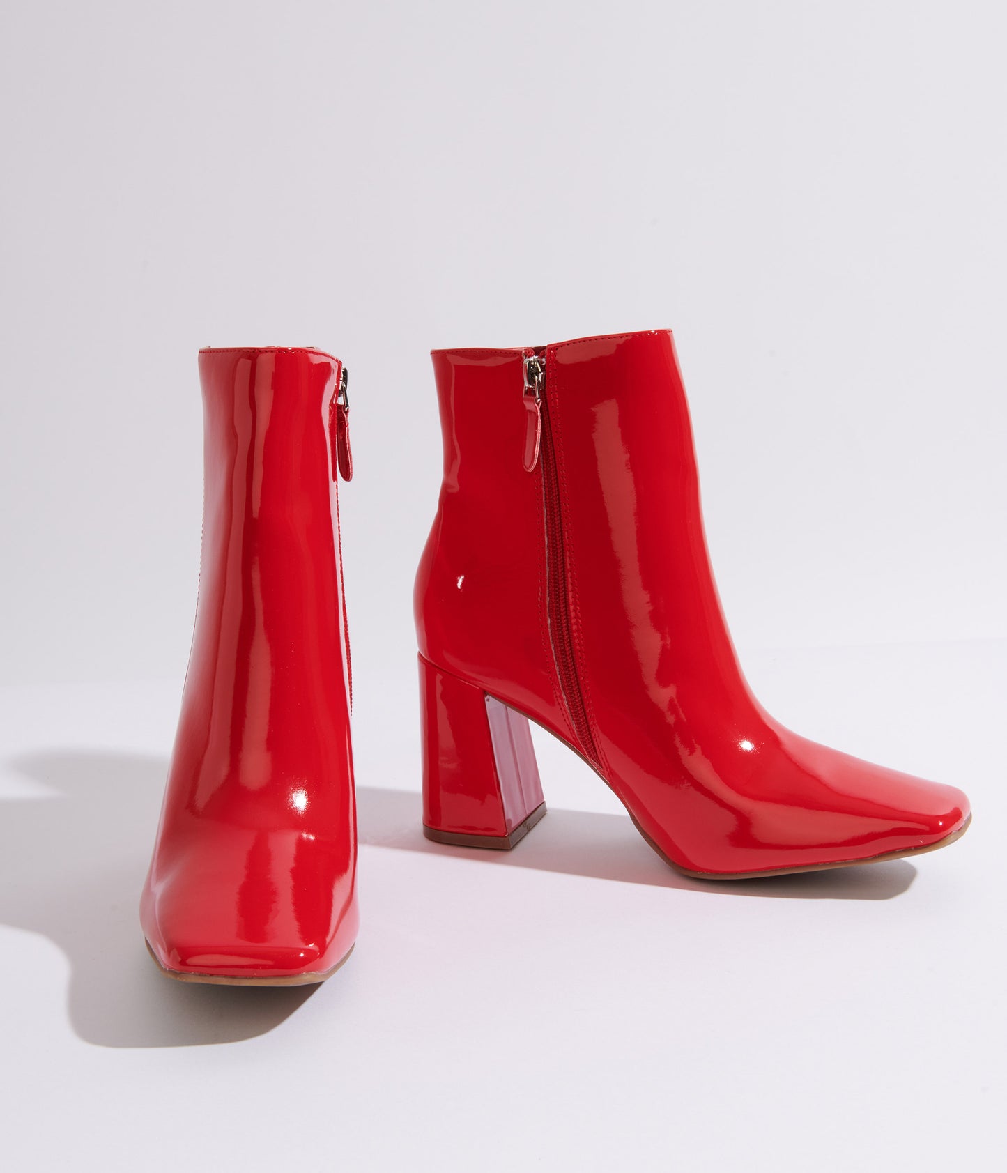 Red Patent Leatherette Ankle Boot