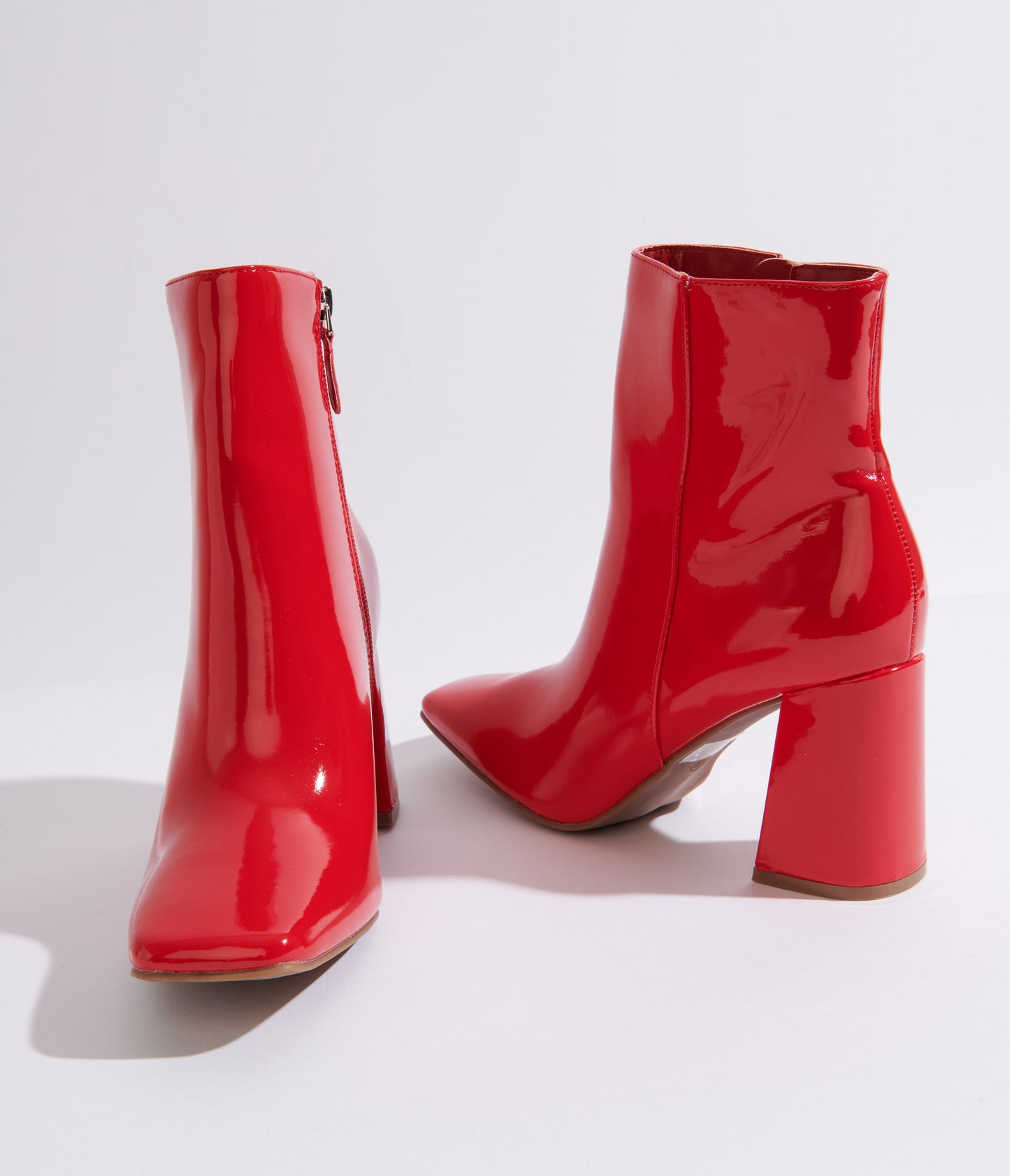 Red Patent Leatherette Ankle Boot