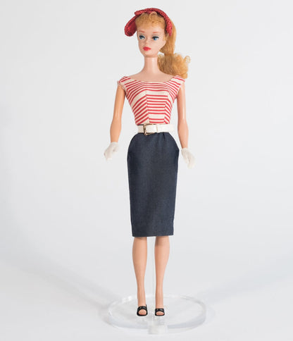 The Vault - Barbie x Unique Vintage Cruise Stripes Nautical Pencil Dress