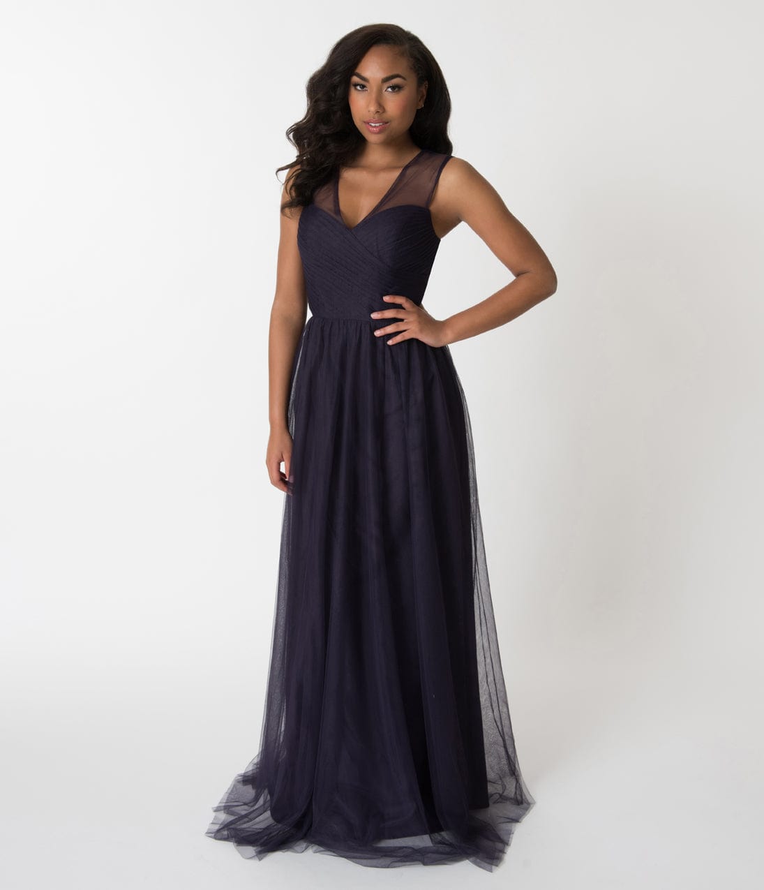 Dark Plum Mesh Wrapped Sweetheart Neckline Long Dress