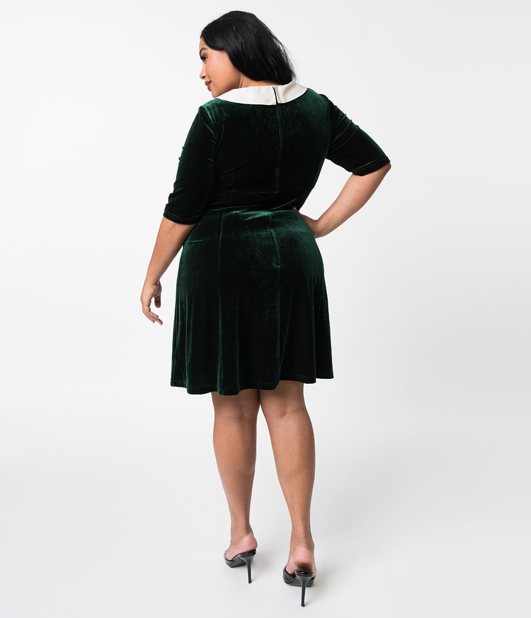 Hell Bunny Plus Size Emerald Velvet Holiday Baubles Nicola Flare Dress